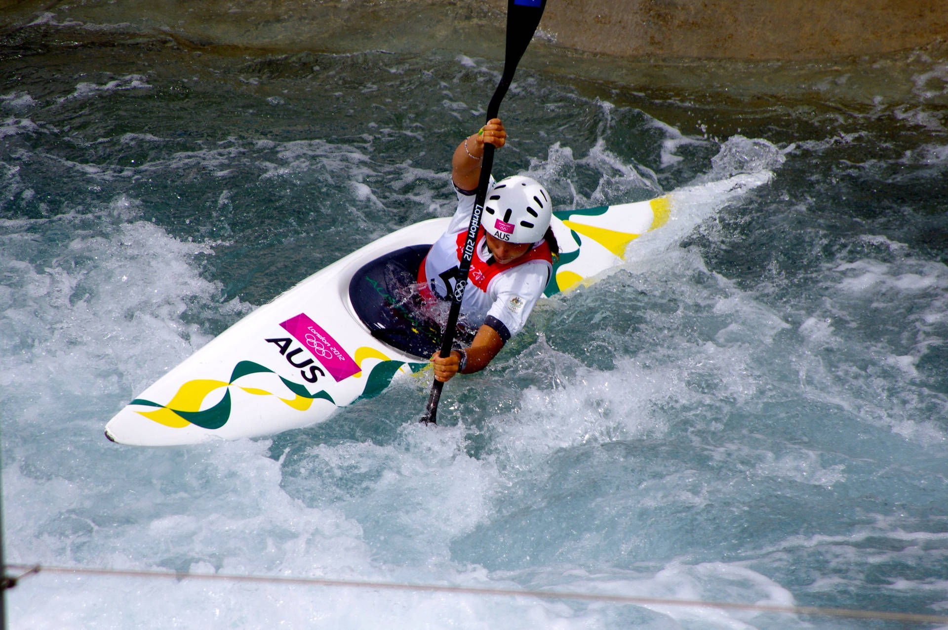 Intense Slalom K-1 Canoeing Competition In Action