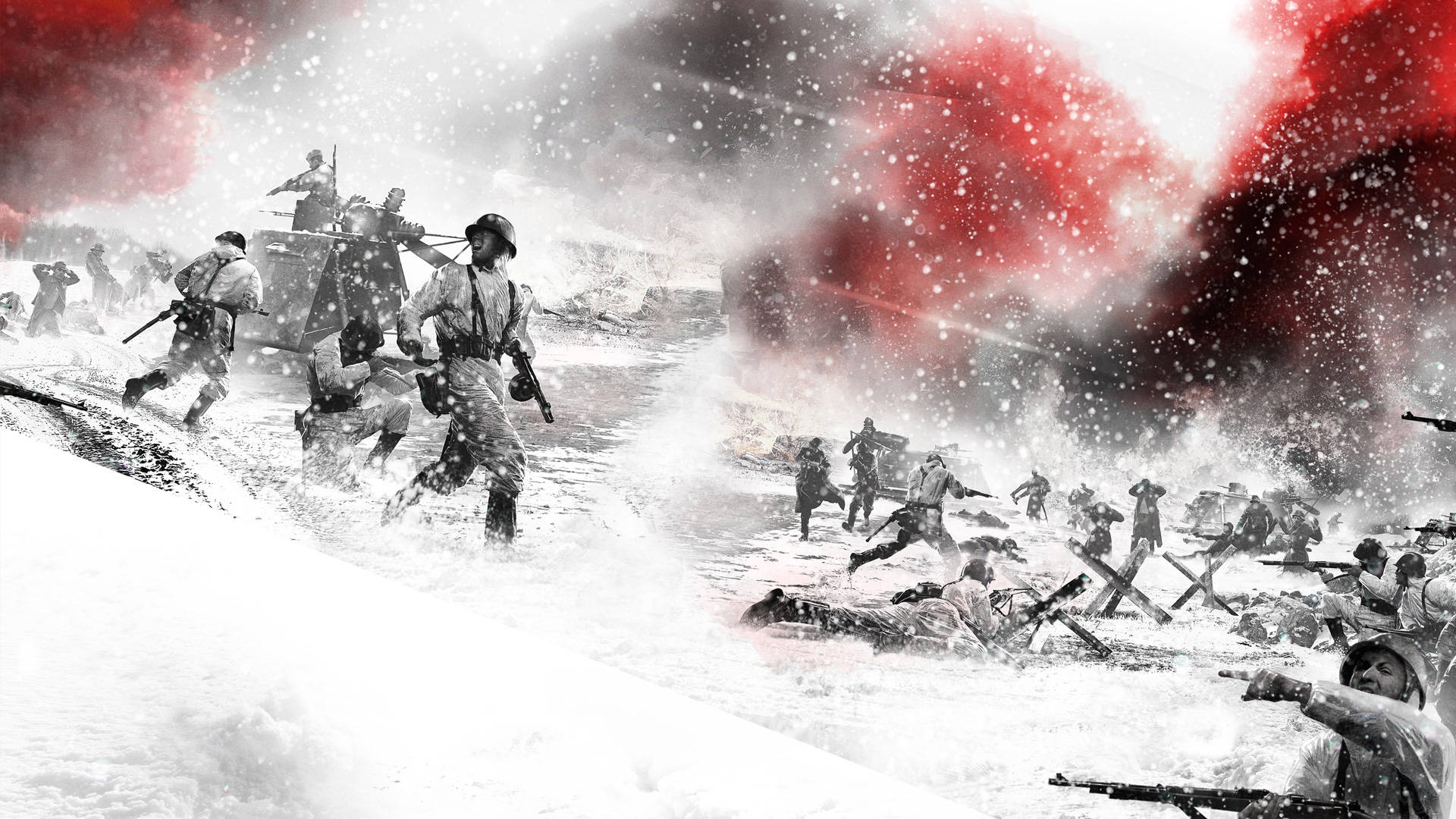 Intense Snow Battle In Company Of Heroes 2 Background
