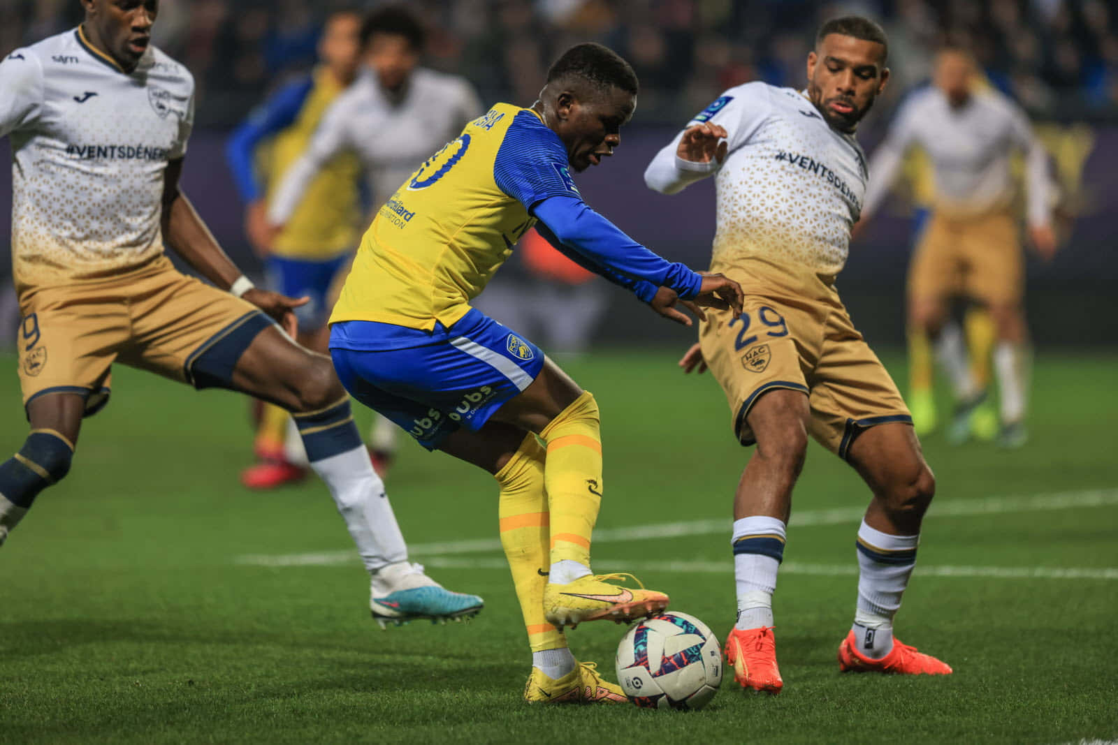 Intense Soccer Match Action Background