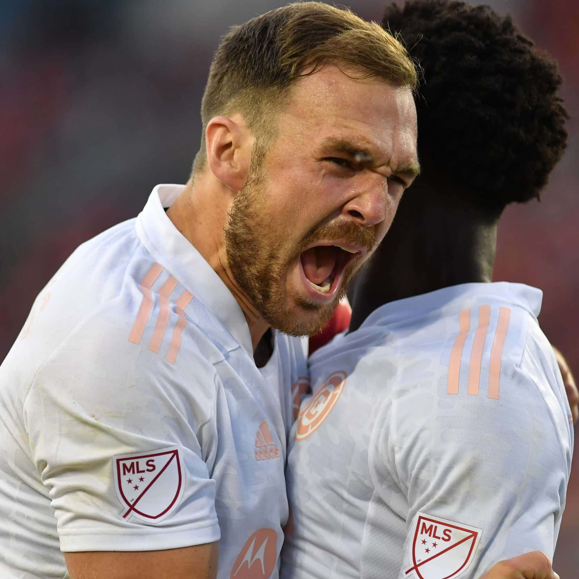 Intense Soccer Player Celebration Background