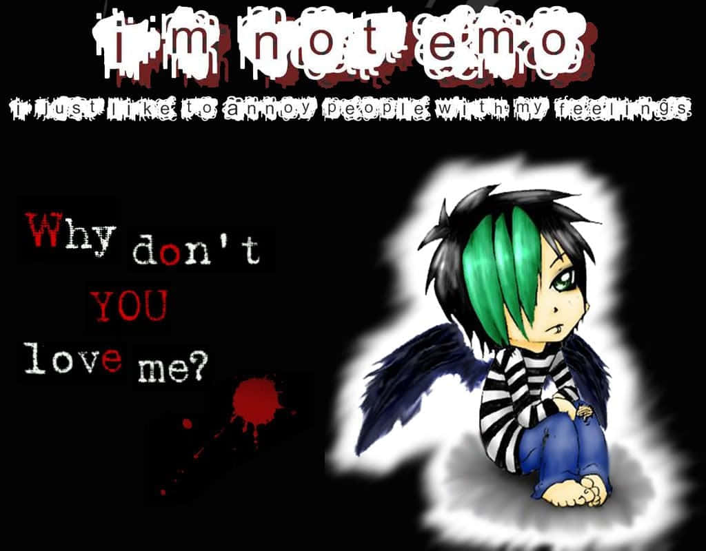 Intense Stare Of Emo Anime Boy In Neon Setting Background