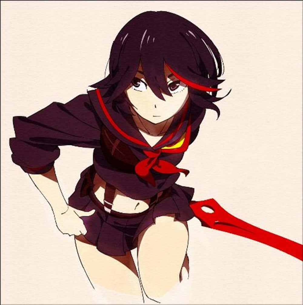 Intense Stare Of Ryuko Matoi With Scissor Blade Background