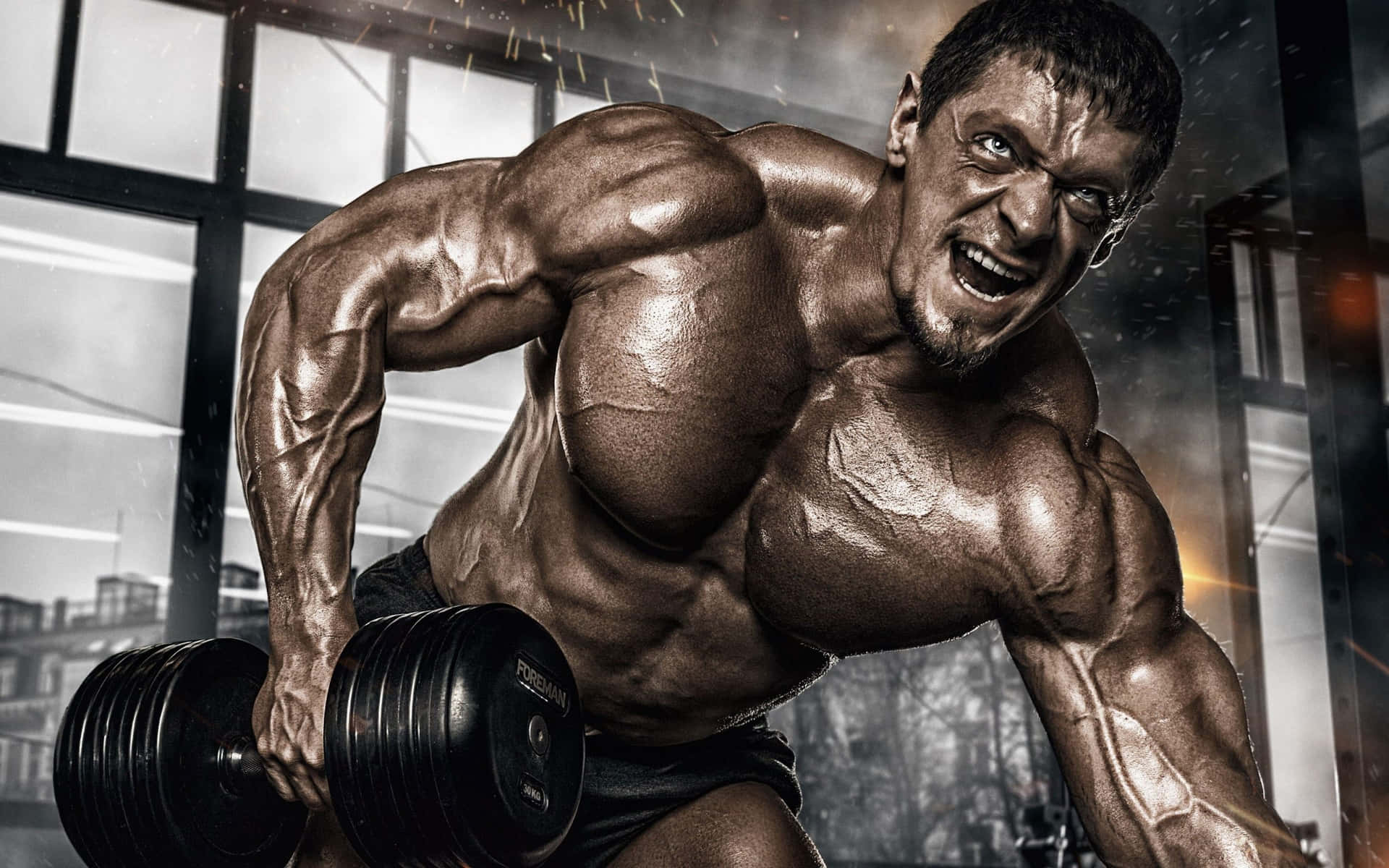 Intense Training Of A Bodybuilder