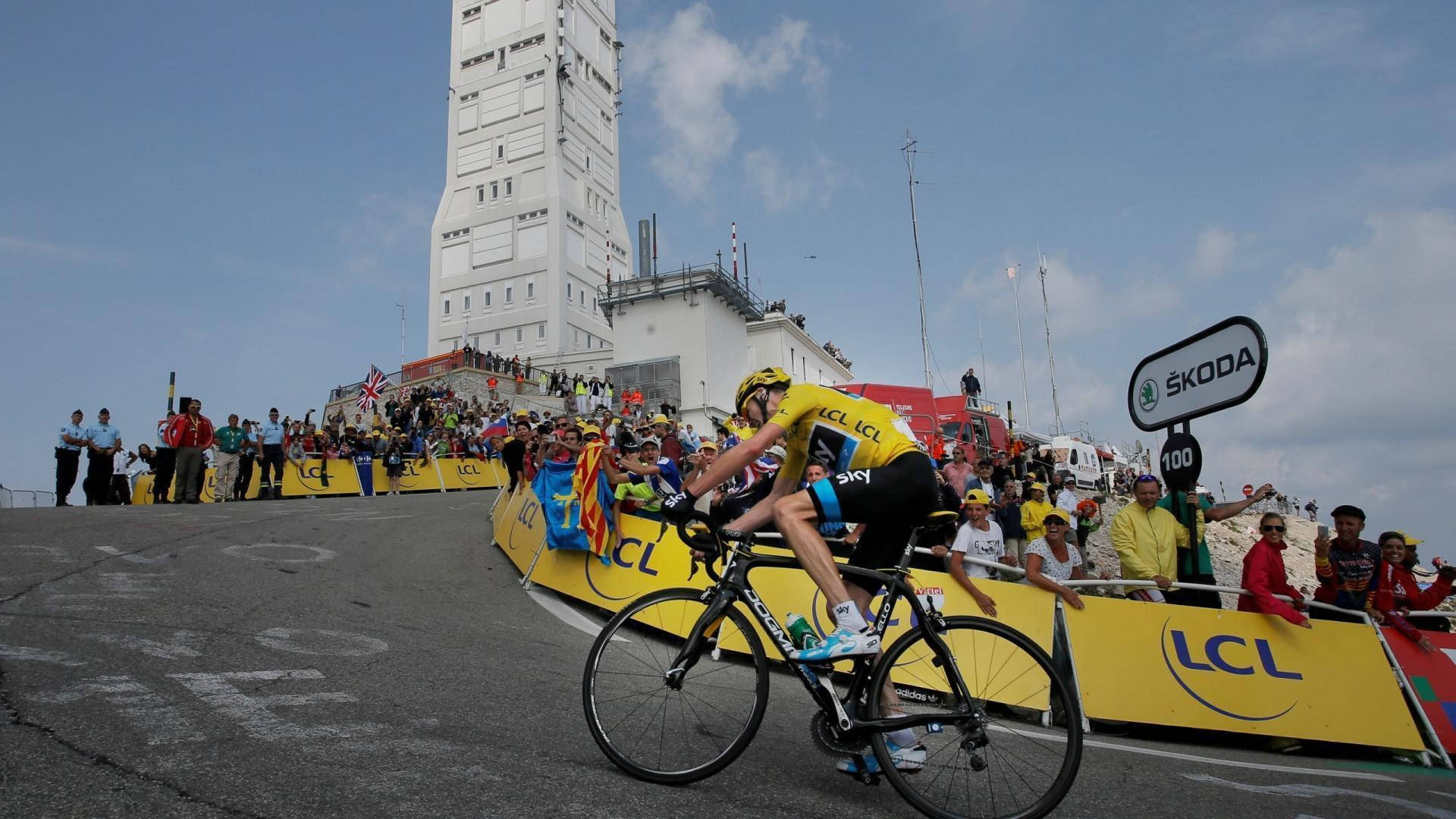 Intense Uphill Challenge At The Tour De France Background