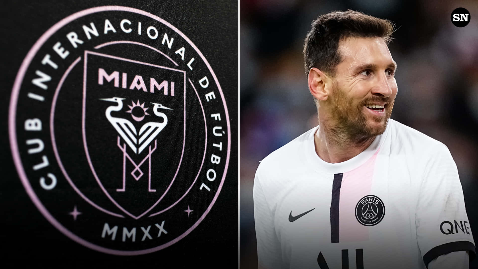 Inter Miami Fc Logo And Argentine Footballer Lionel Messi Background