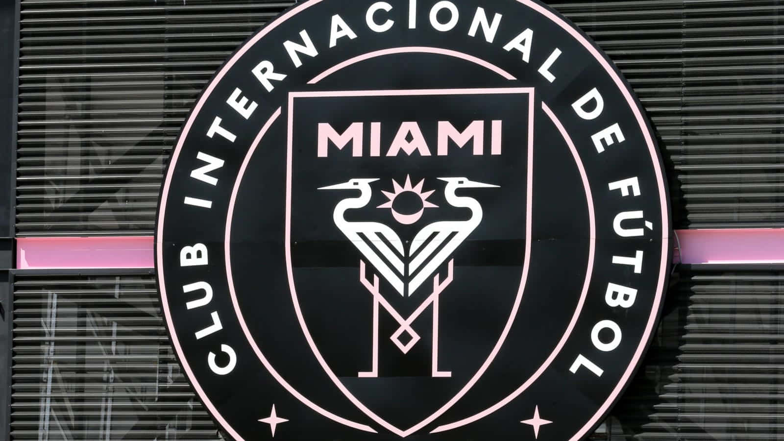 Inter Miami Fc Official Logo Seal Extreme Close Up Shot Background