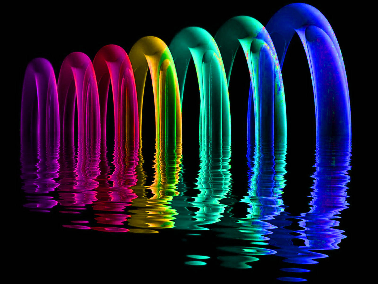 Interactive Rainbow Water Fountains Background