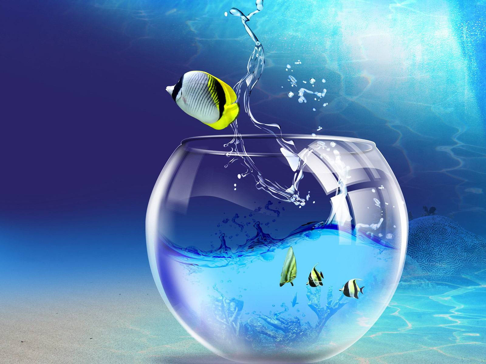 Interactive Tropical Fishbowl Background