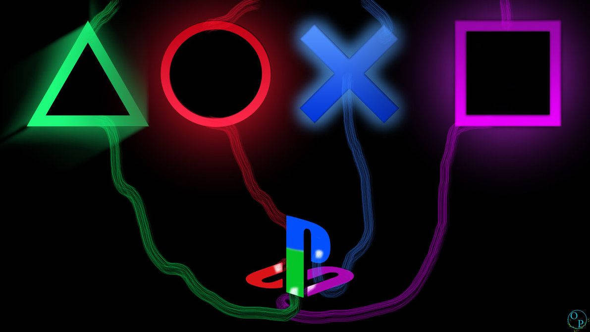 Interconnected Playstation Action Buttons Background