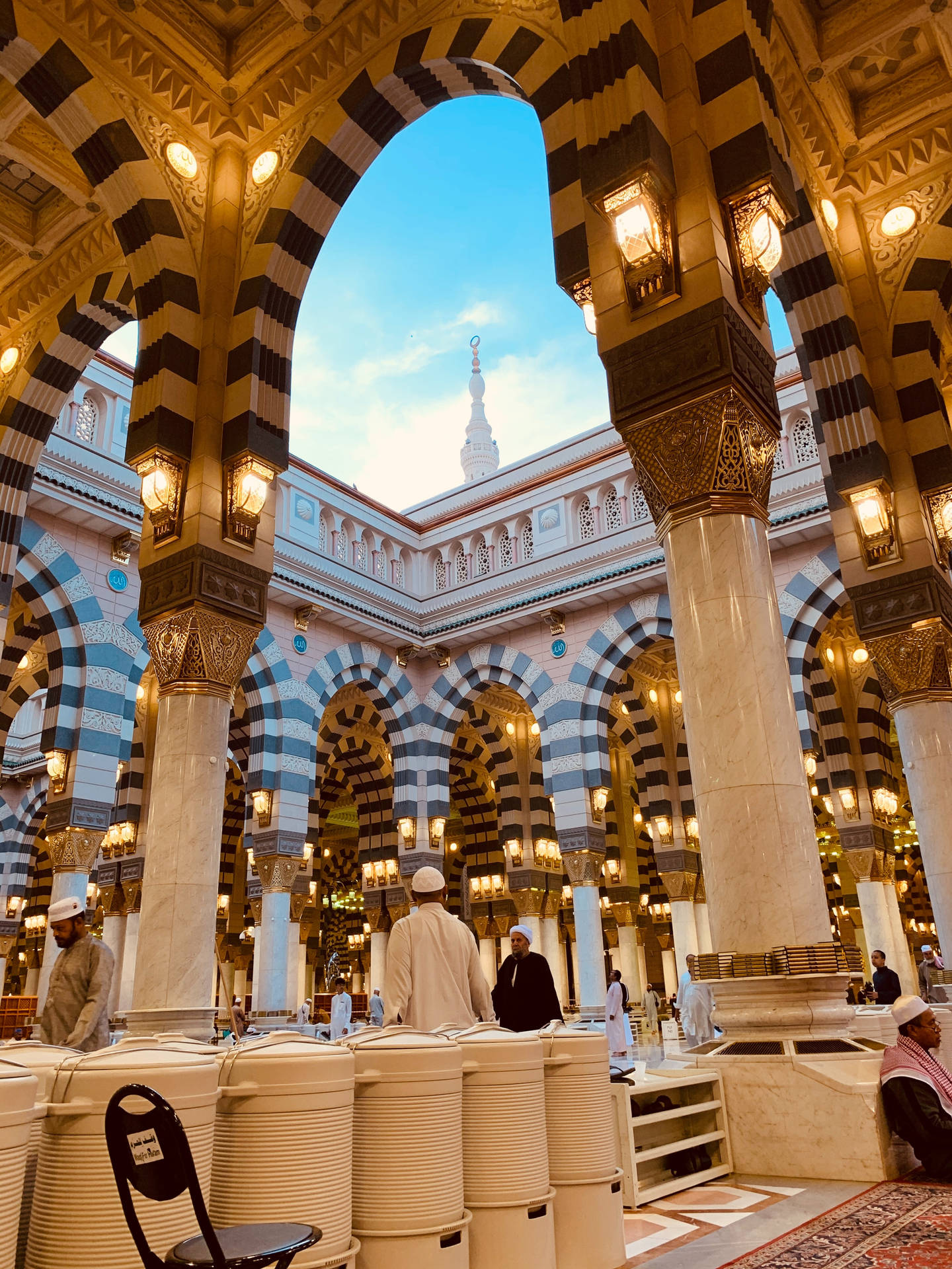 Interior Of Prophet's Mosque Madina Background