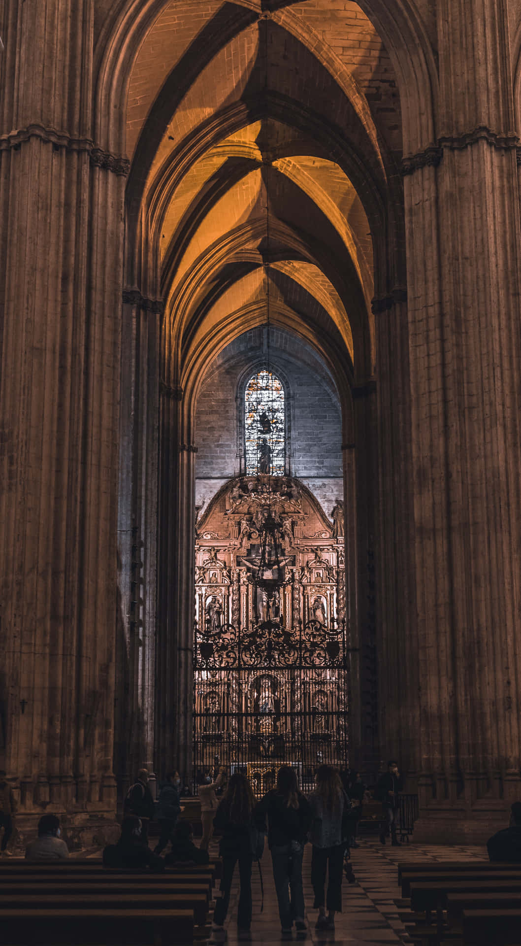 Interior Of The Seville Cathedral Background