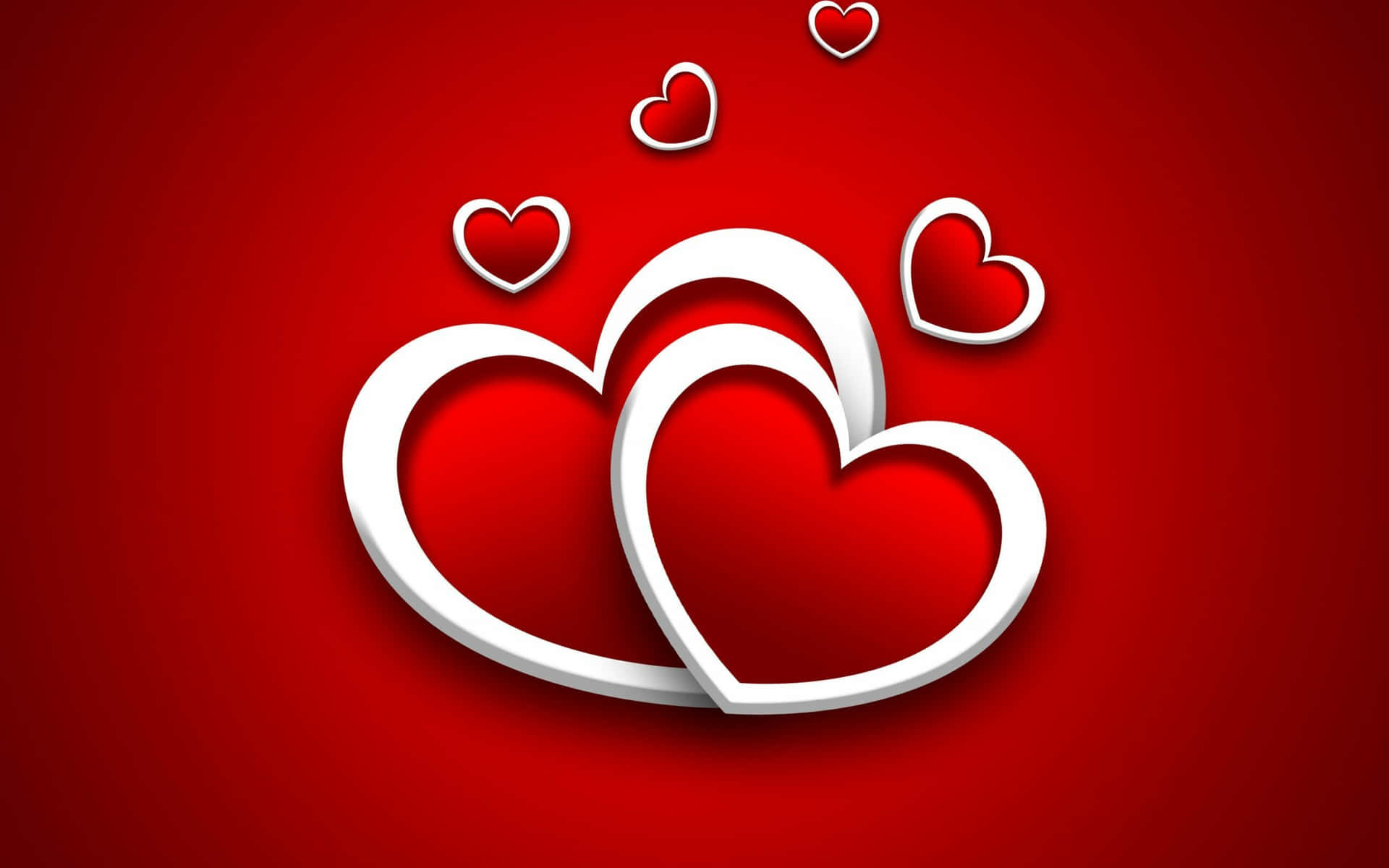 Interlocking Hearts Red Background Background