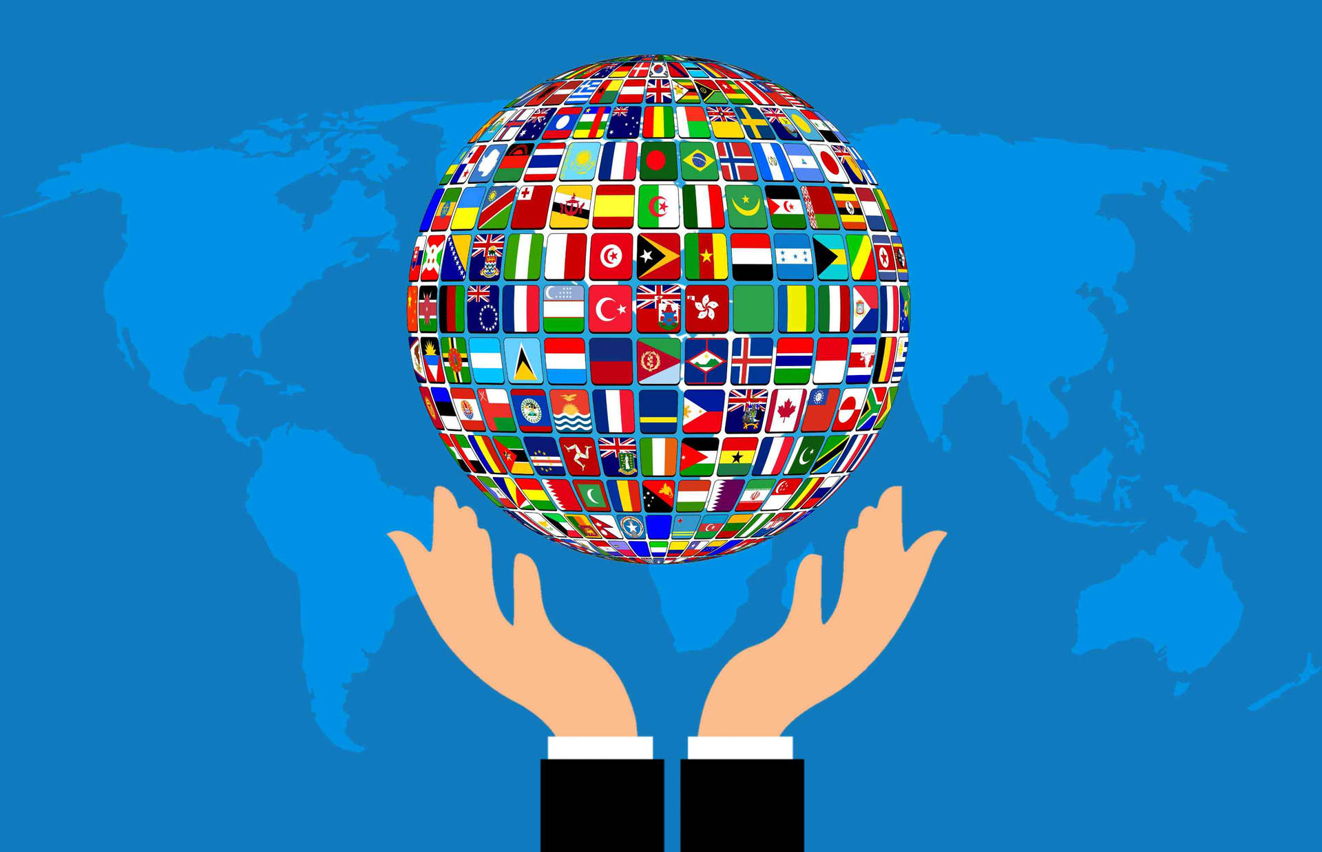 International Flags Forming A Globe Background