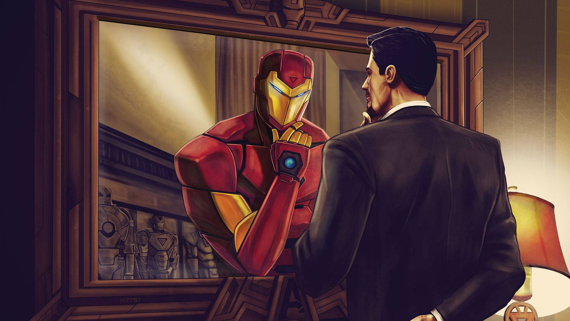 International Iron Man Superhero Comic Art Background