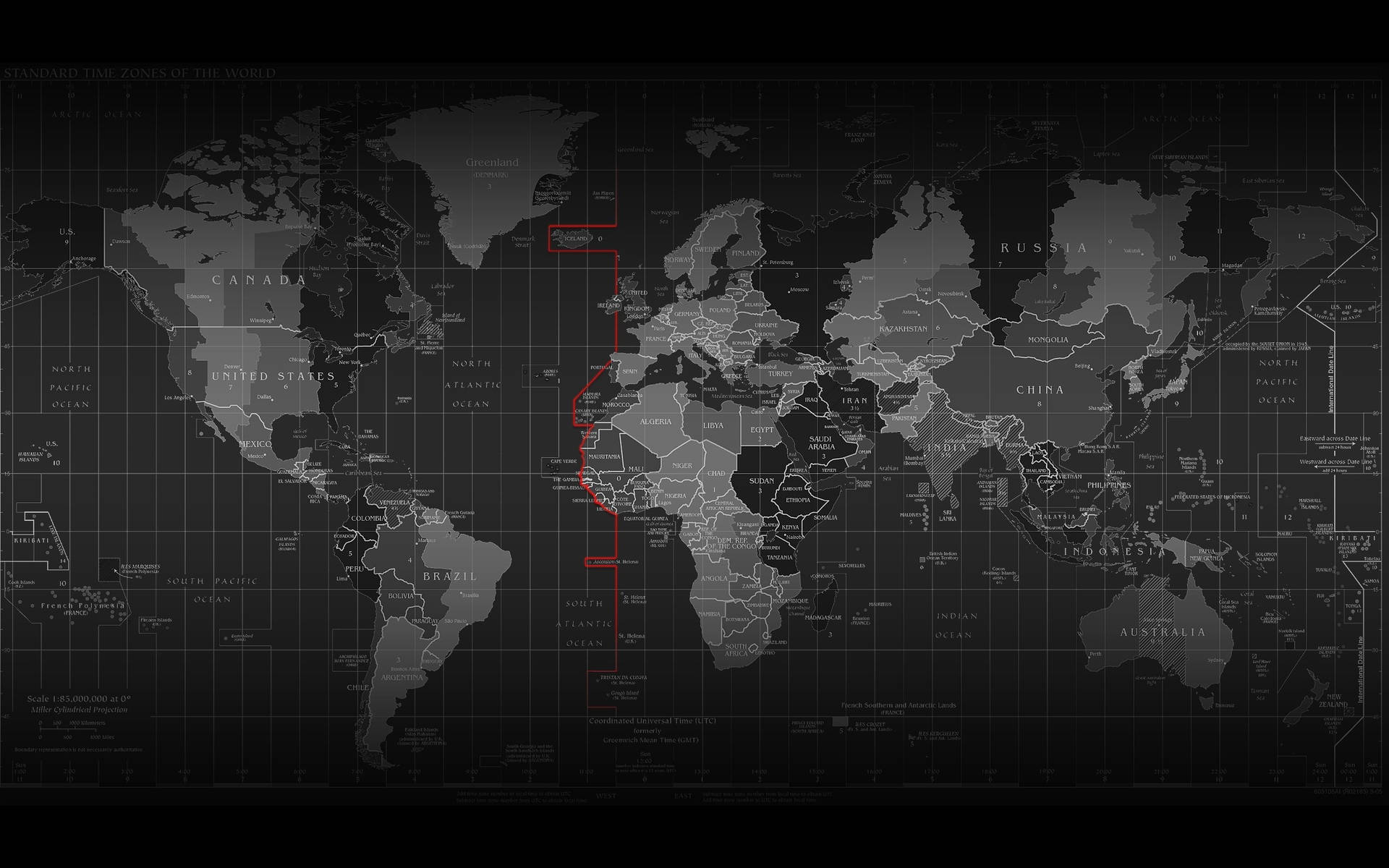 International Map Dark Theme Background