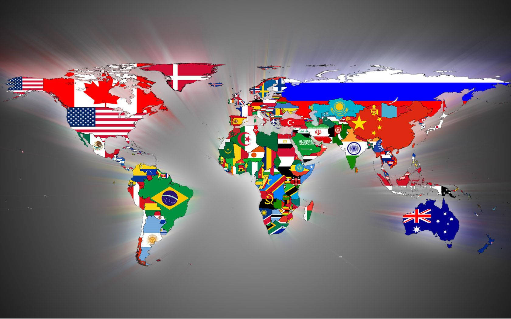 International Map With Flags Background