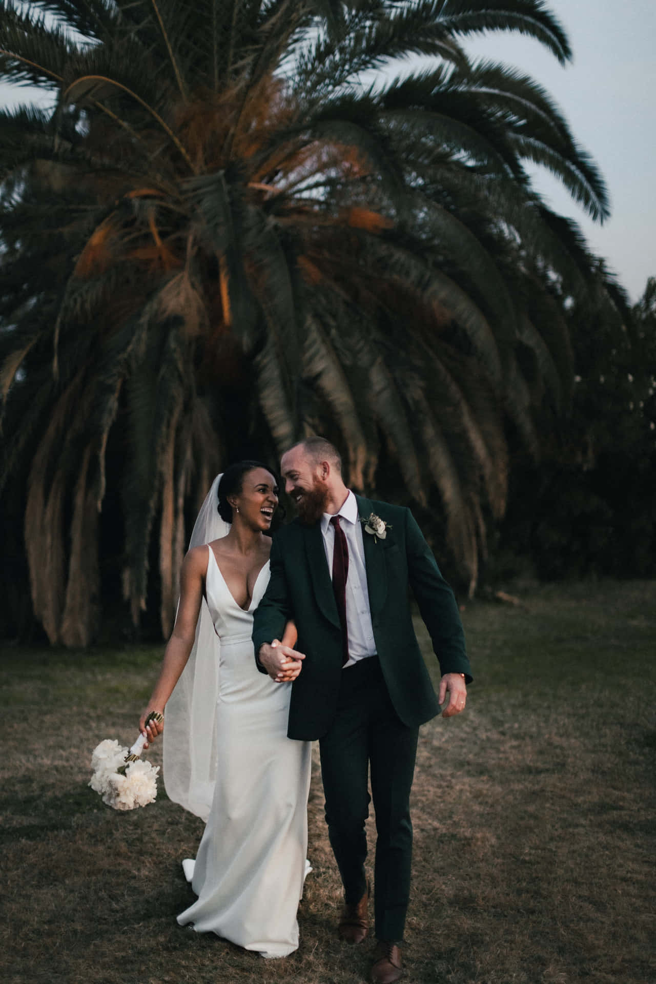 Interracial Couple Wedding Forest Photo Background