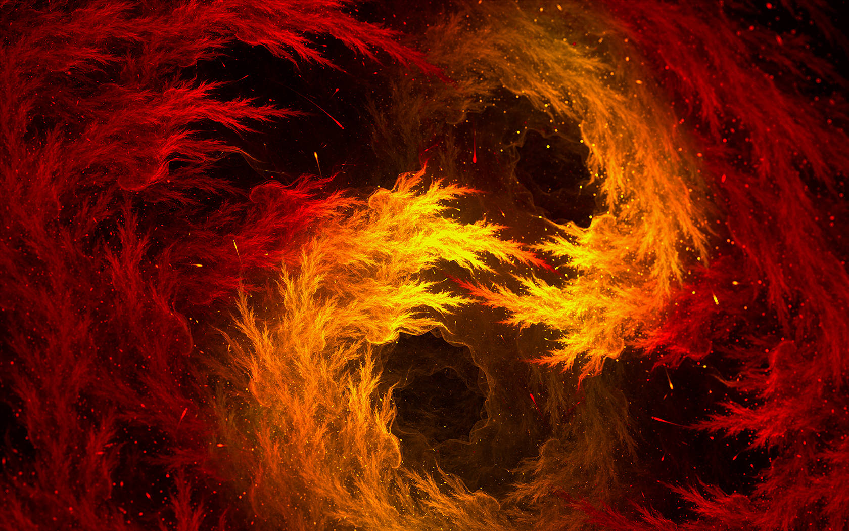 Intertwining Spiral Red Fire Background