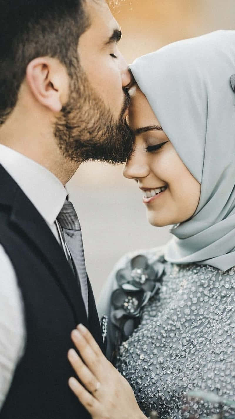 Intimate Couple Forehead Kiss Background