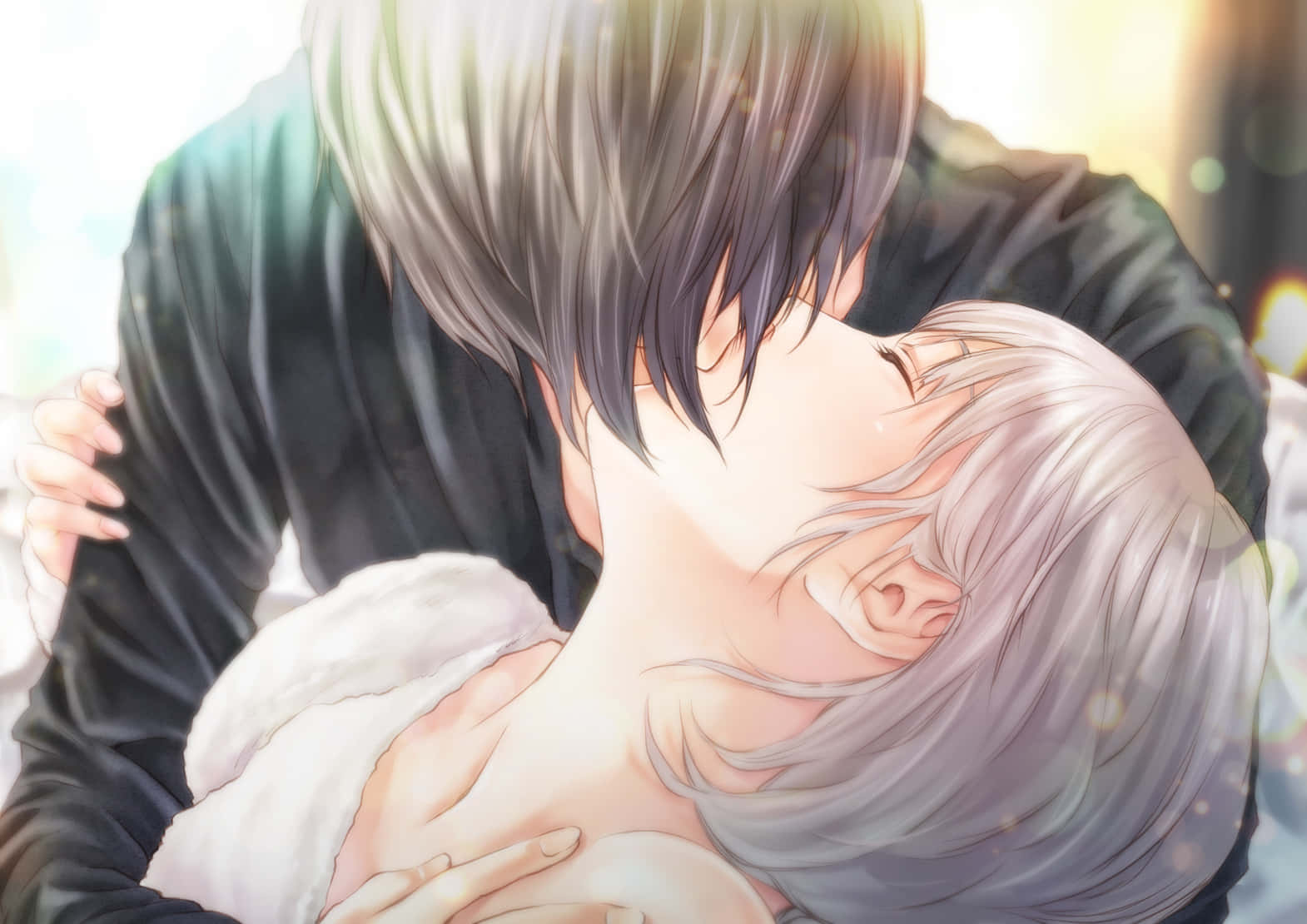 Intimate Romance Anime Couple Kissing