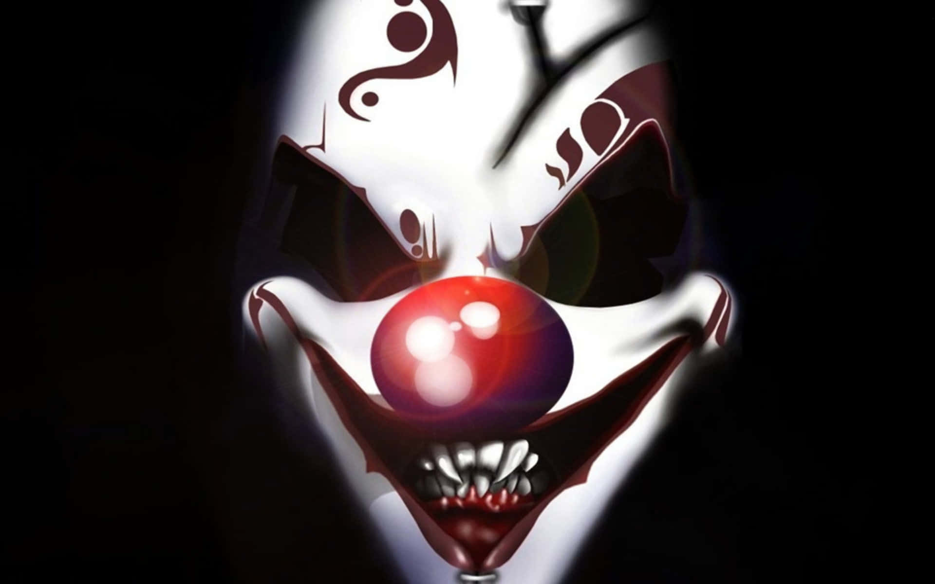 Intimidating Clown Facein Darkness