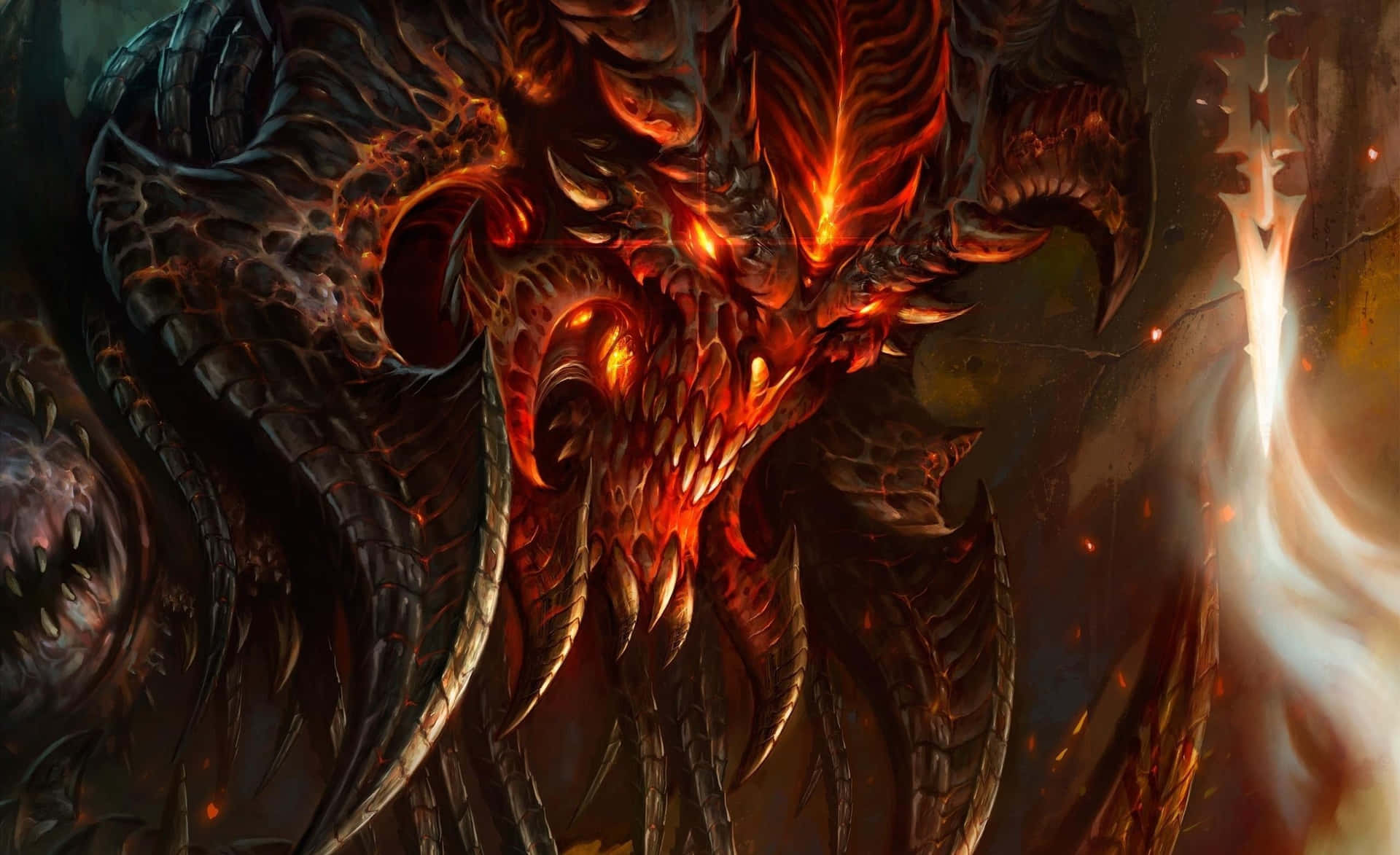 Intimidating Cool Demon In A Mysterious Red Forest Background