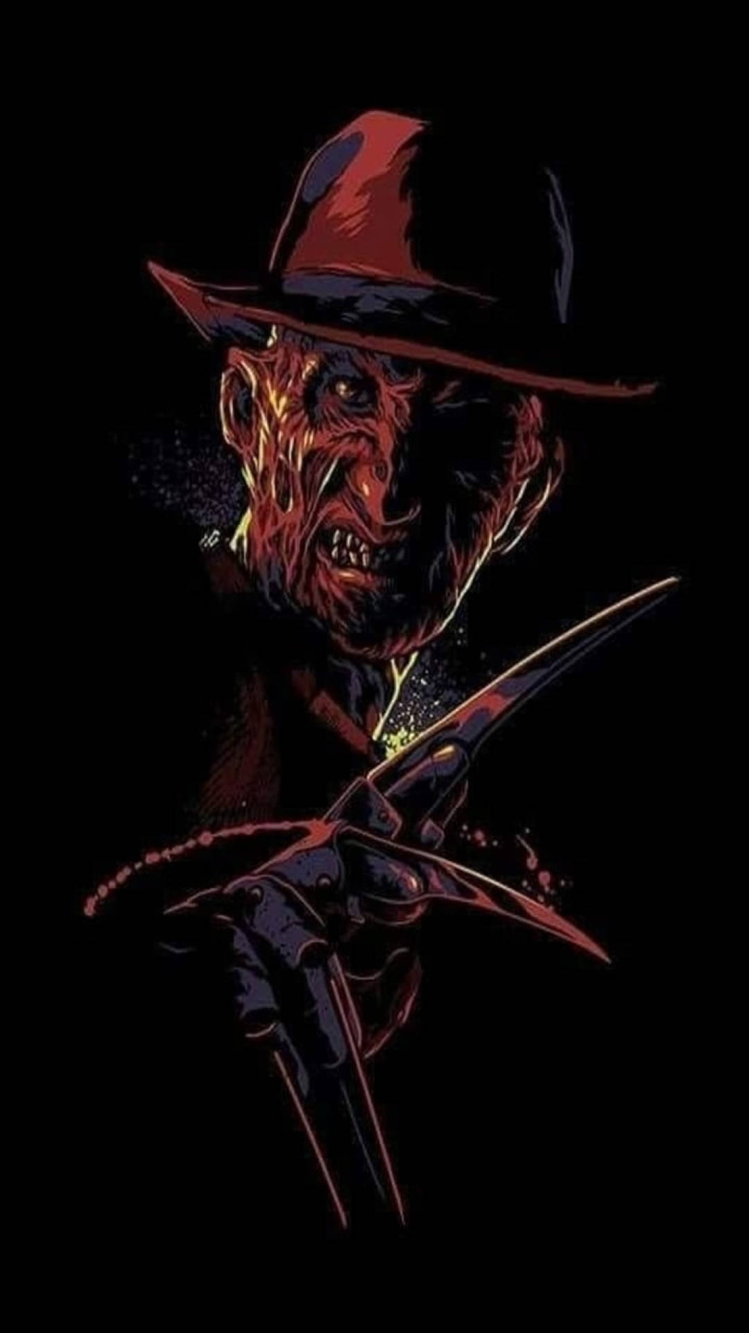 Intimidating Freddy Krueger In A Dark Setting Background