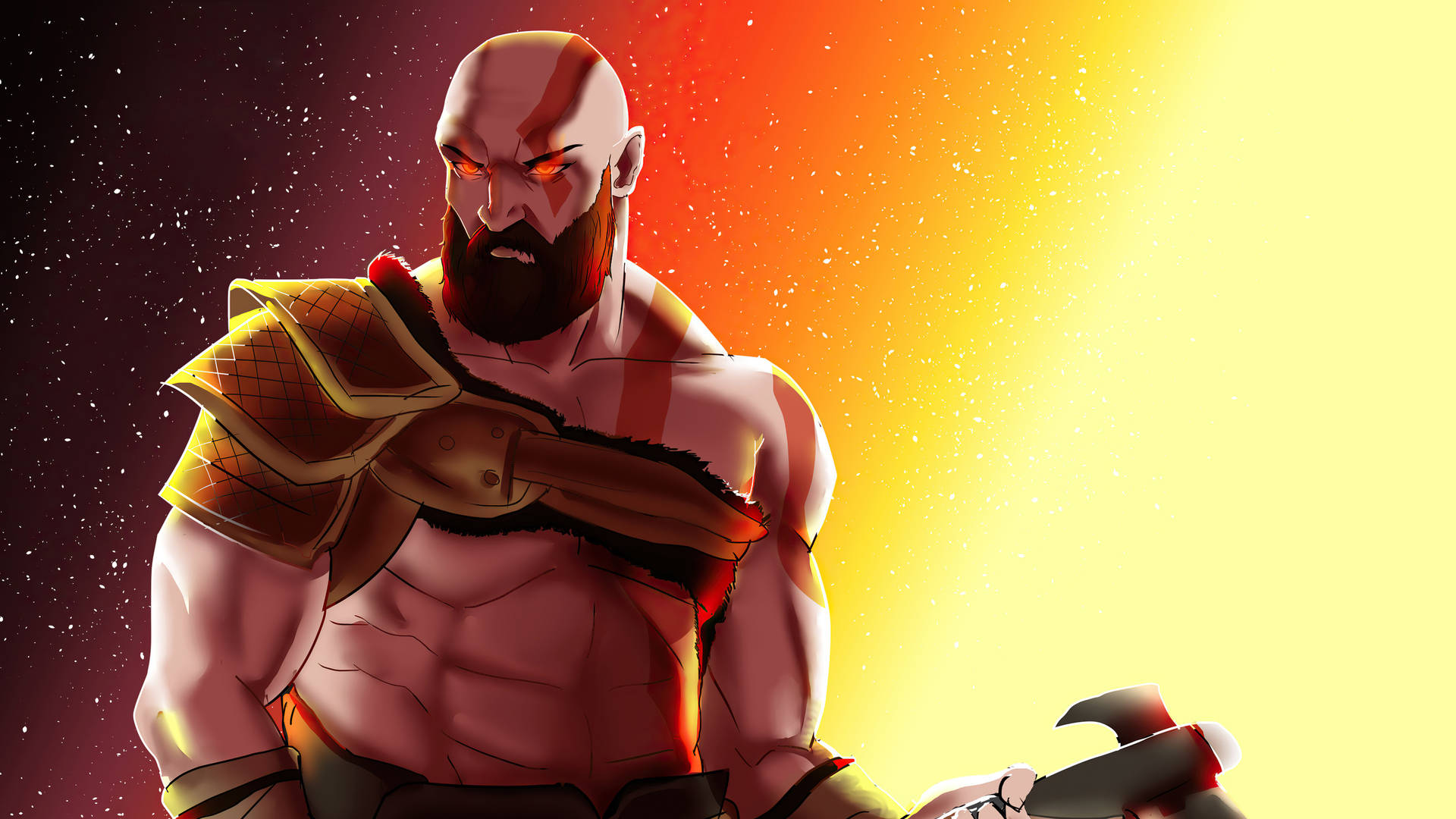 Intimidating Kratos Digital Art Background