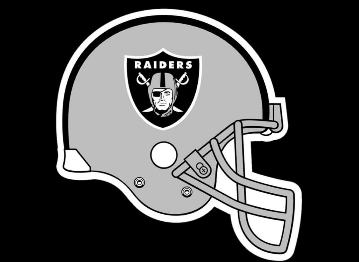 Intimidating Silver And Black Raiders Logo Background
