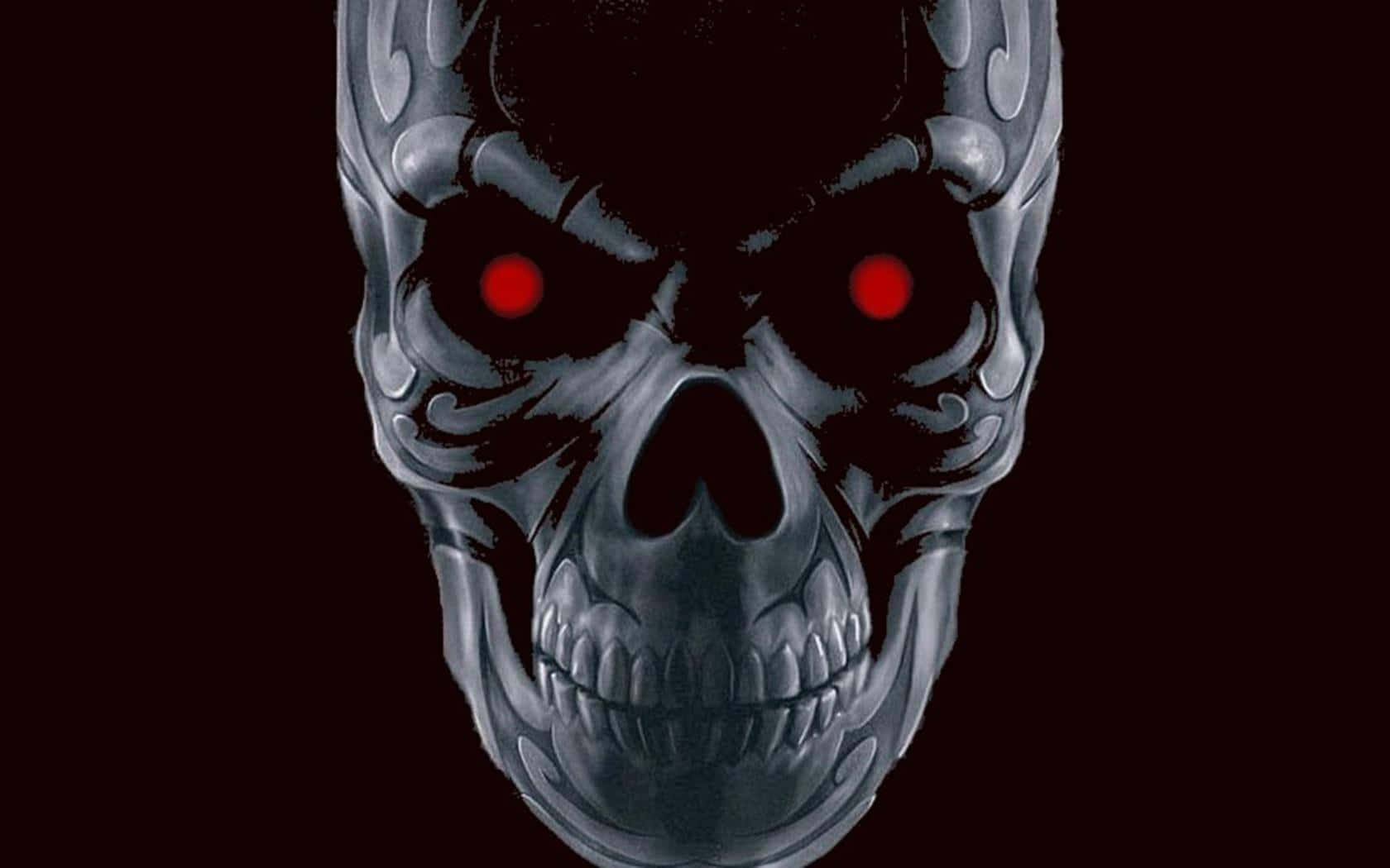Intimidating Skullwith Red Eyes Background