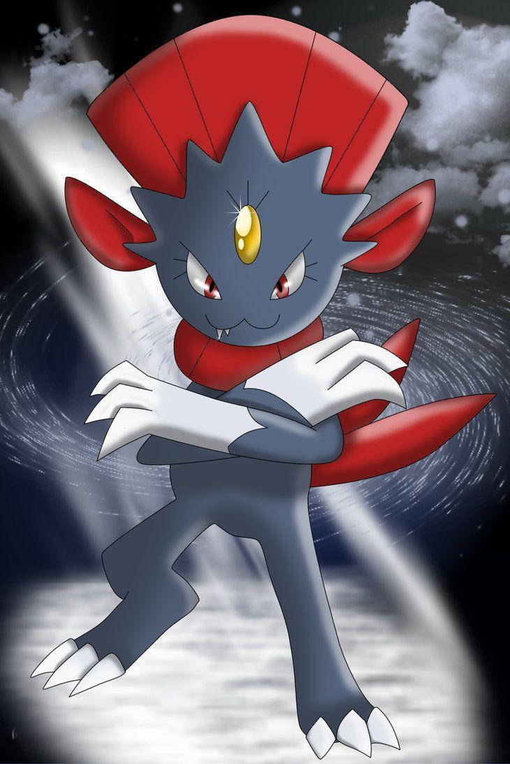 Intimidating Weavile In A Defensive Stance Background