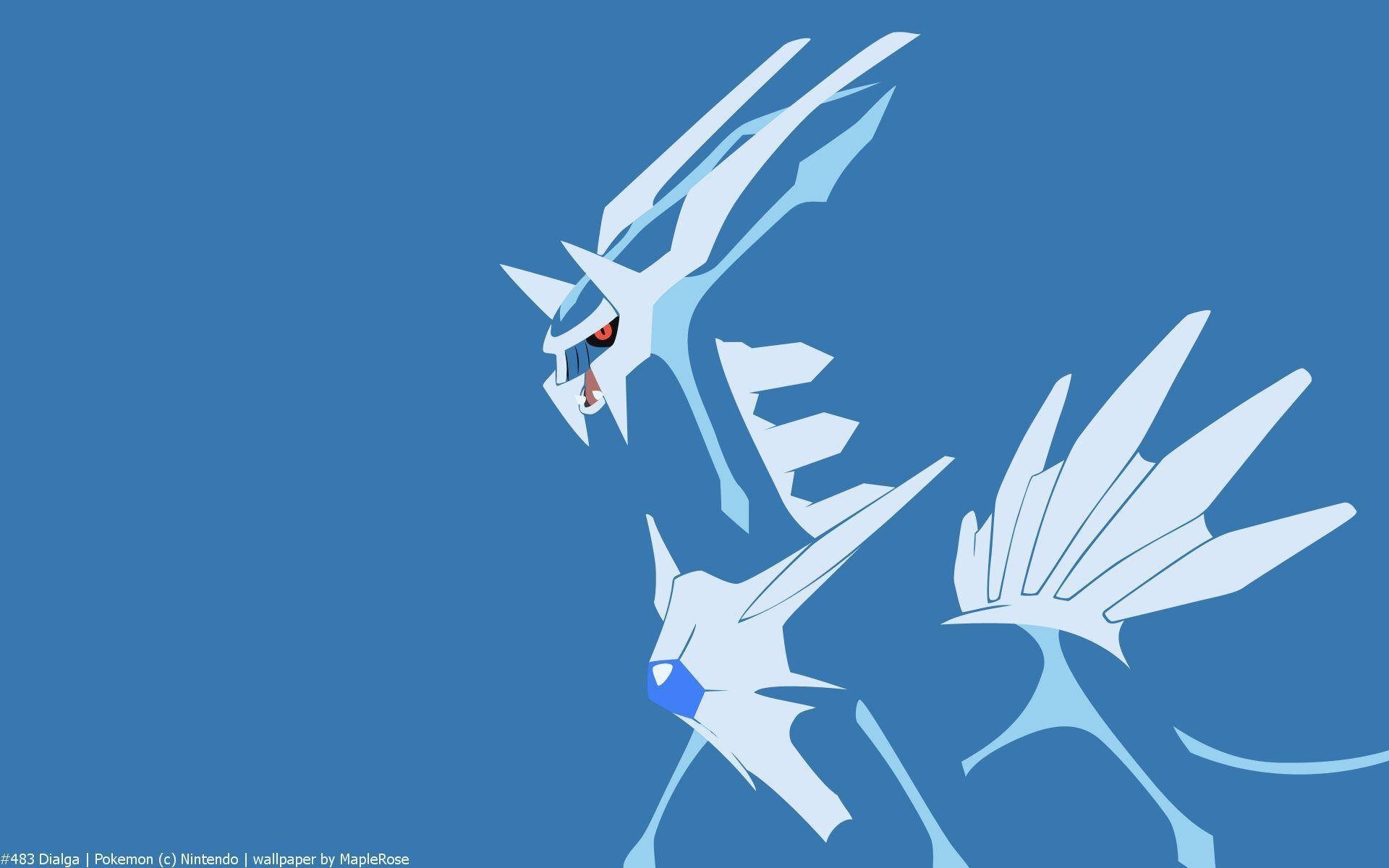 Intimidating Yet Awe-inspiring, Dialga Stands Proud In A Deep Blue Color. Background