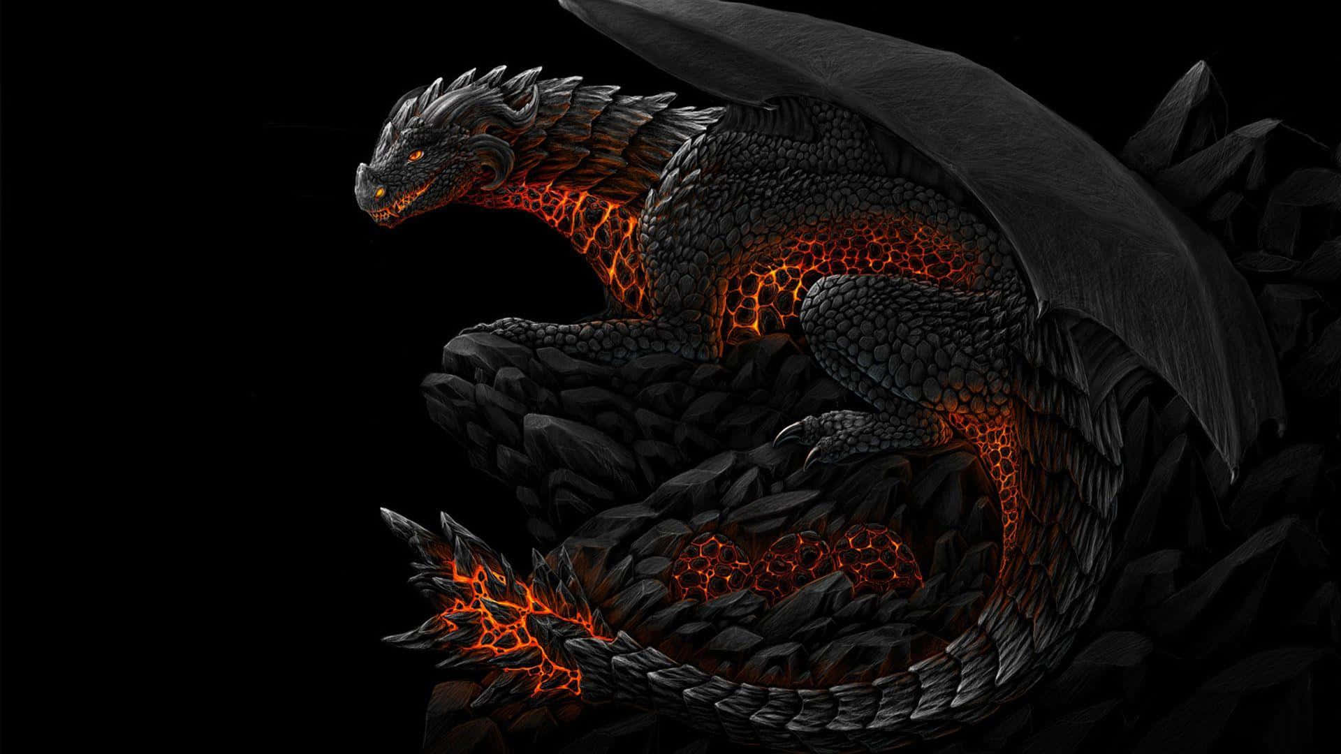 Intimidating, Yet Majestic Black Dragon Protection Background