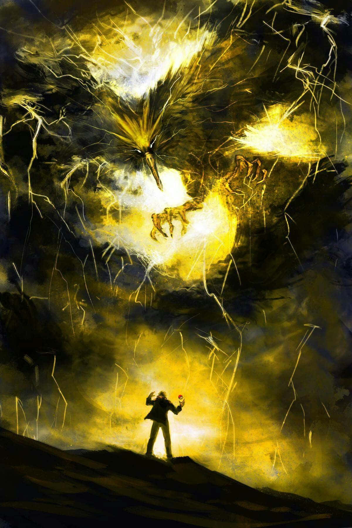 Intimidating Zapdos In Clouds