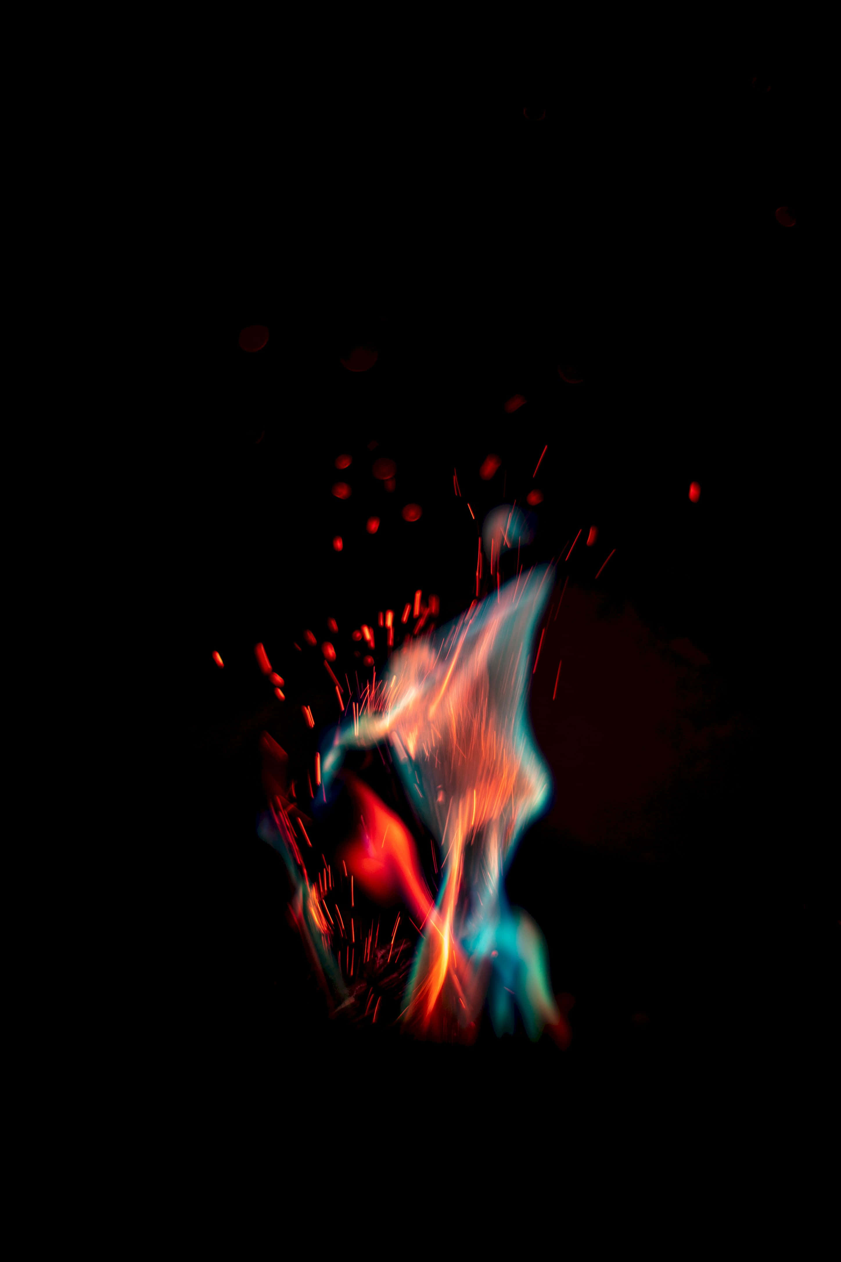 Intoxicating Beauty Of Red And Blue Fire