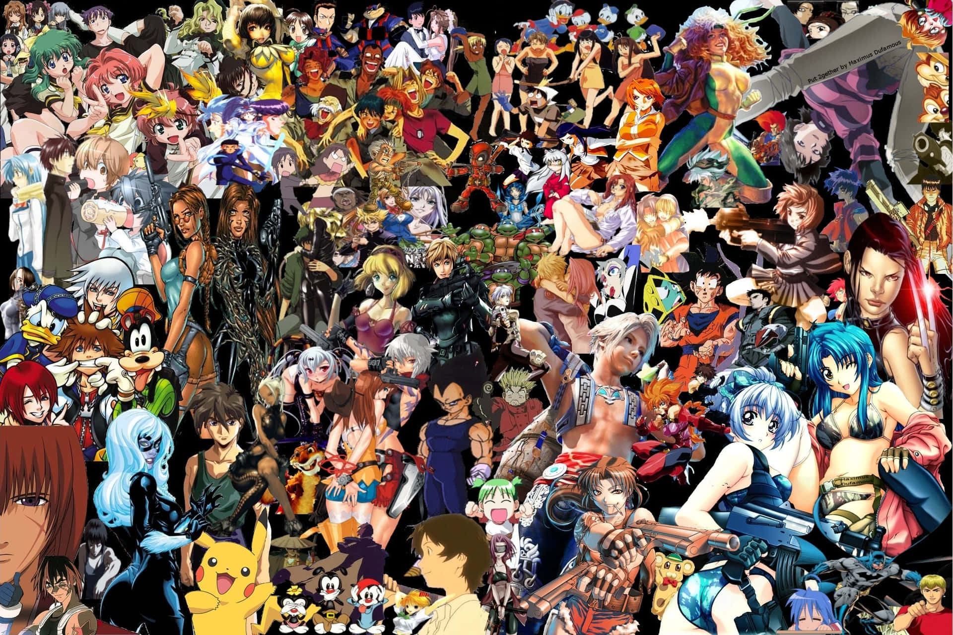 Intricate Anime Collage Showcasing Popular Characters Background