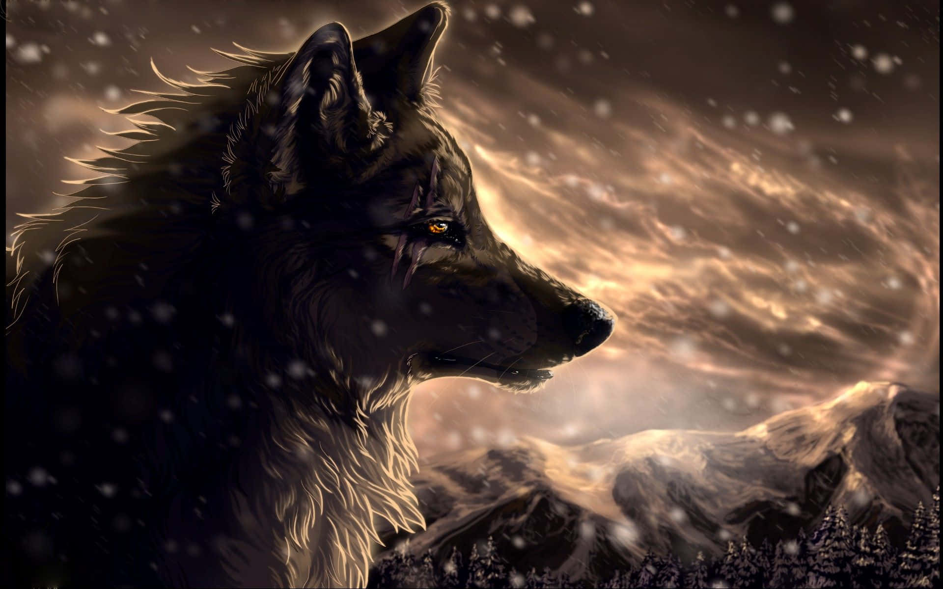 Intricate Anime Wolf Art, Capturing Beautiful Mysticism Background