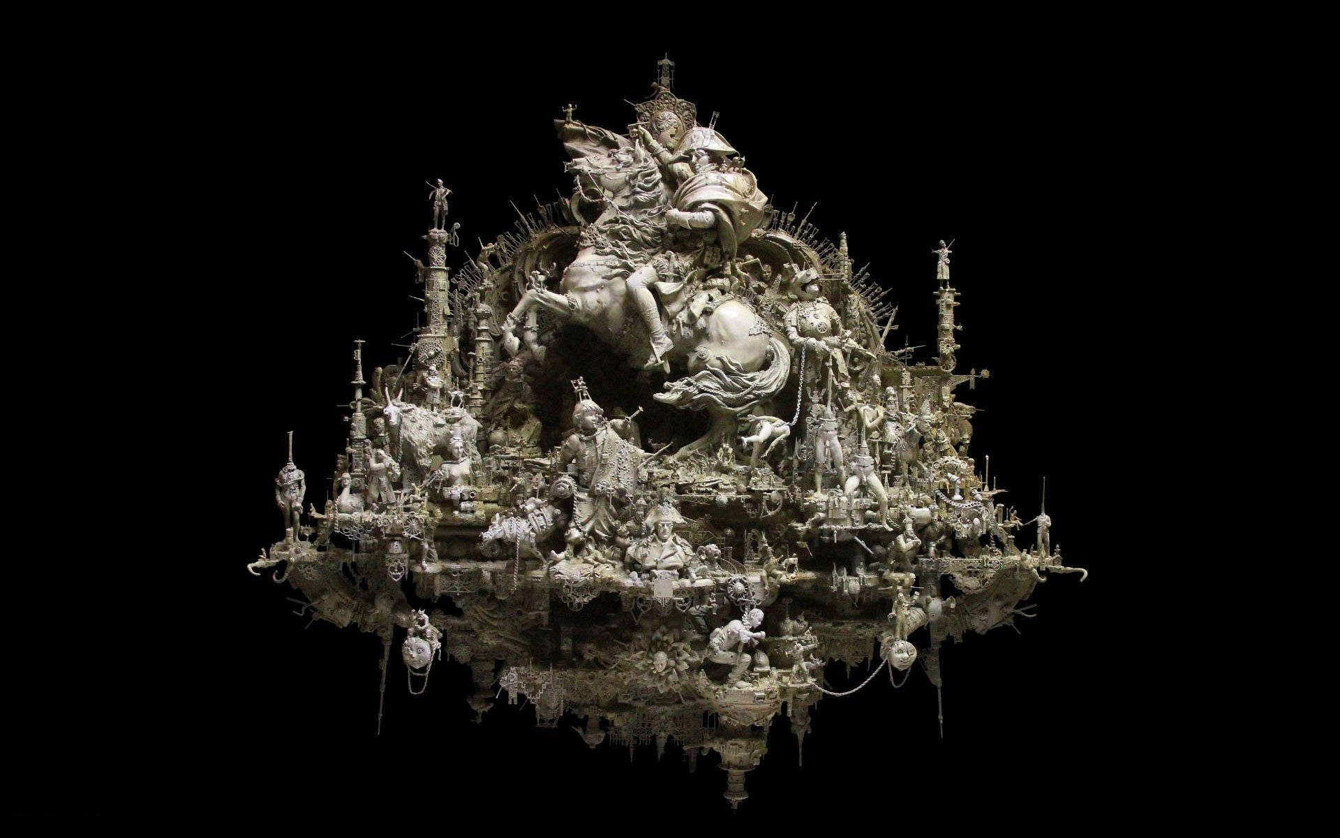 Intricate Assemblage Sculpture Background