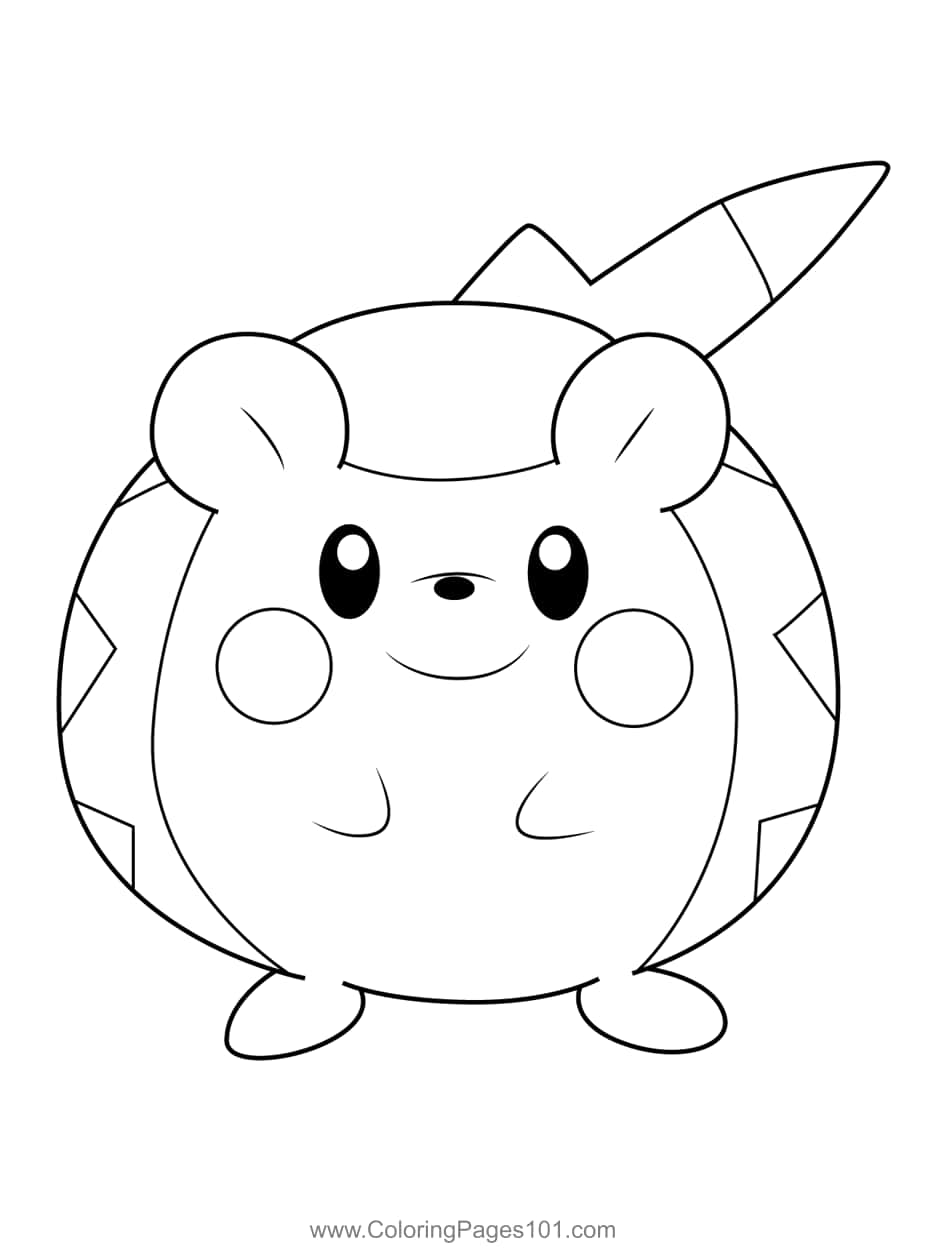 Intricate Black Outline Of Togedemaru - The Electric Pokémon