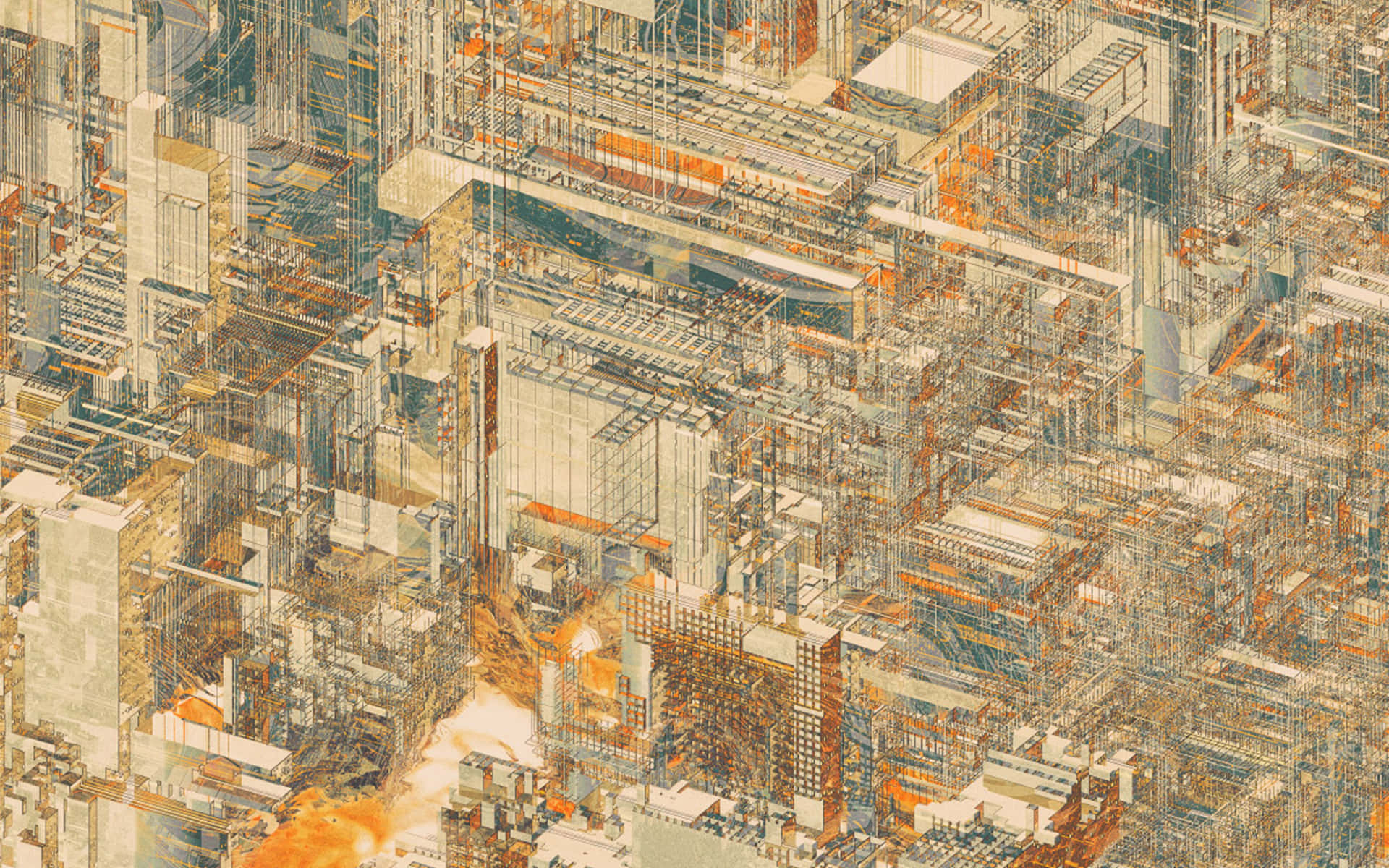 Intricate Buildings Painting [wallpaper] Background