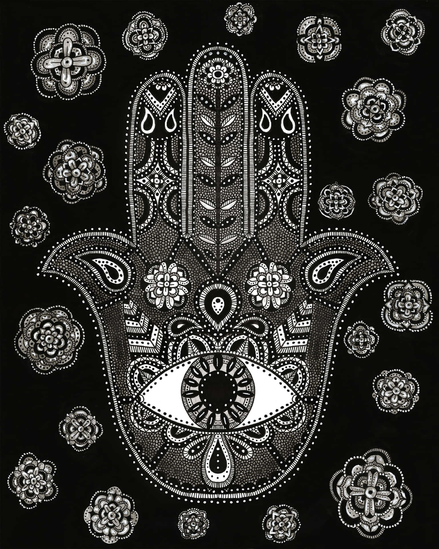 Intricate Colorful Hamsa Hand Design Background
