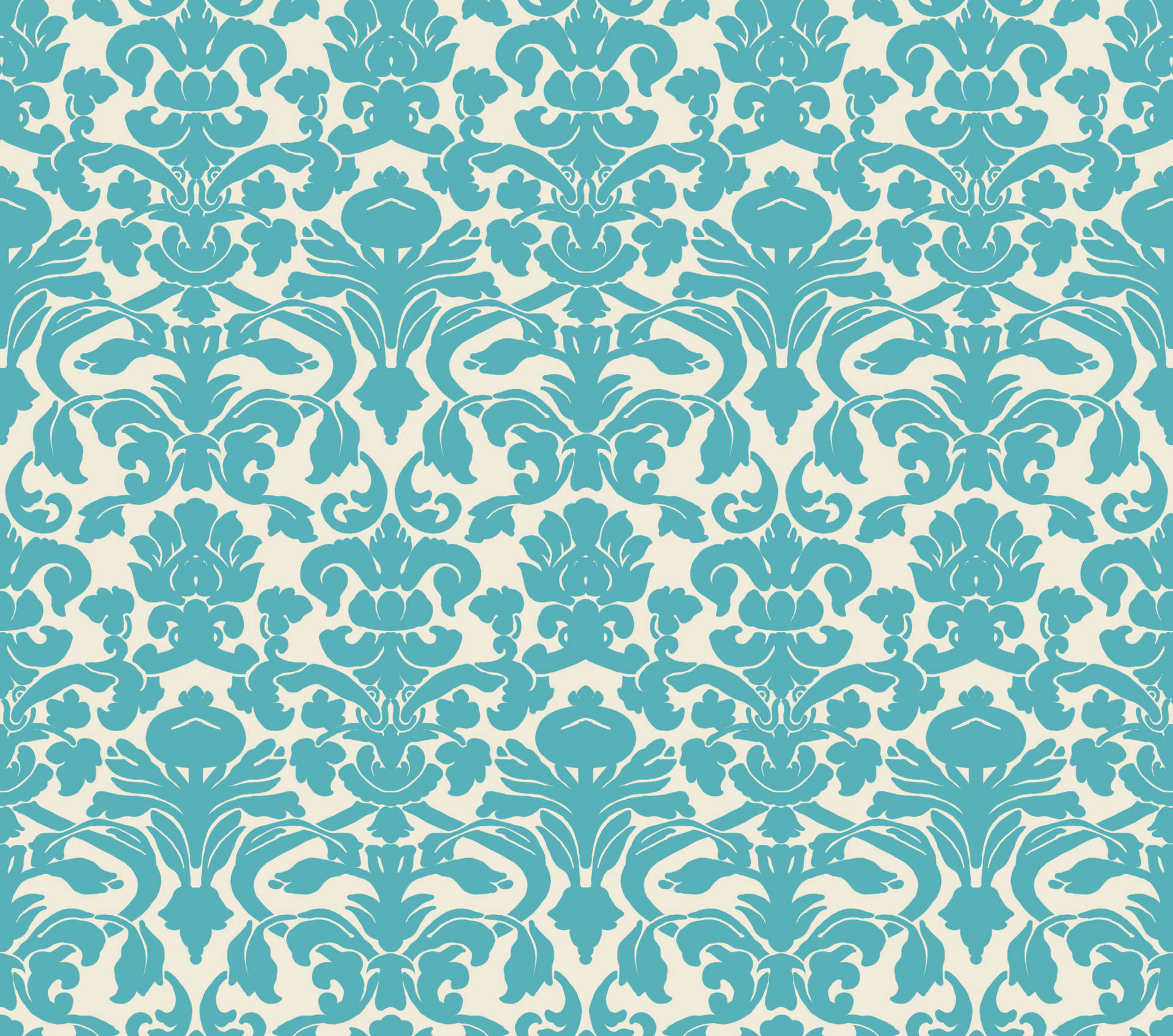 Intricate Damask Print Aesthetic Teal