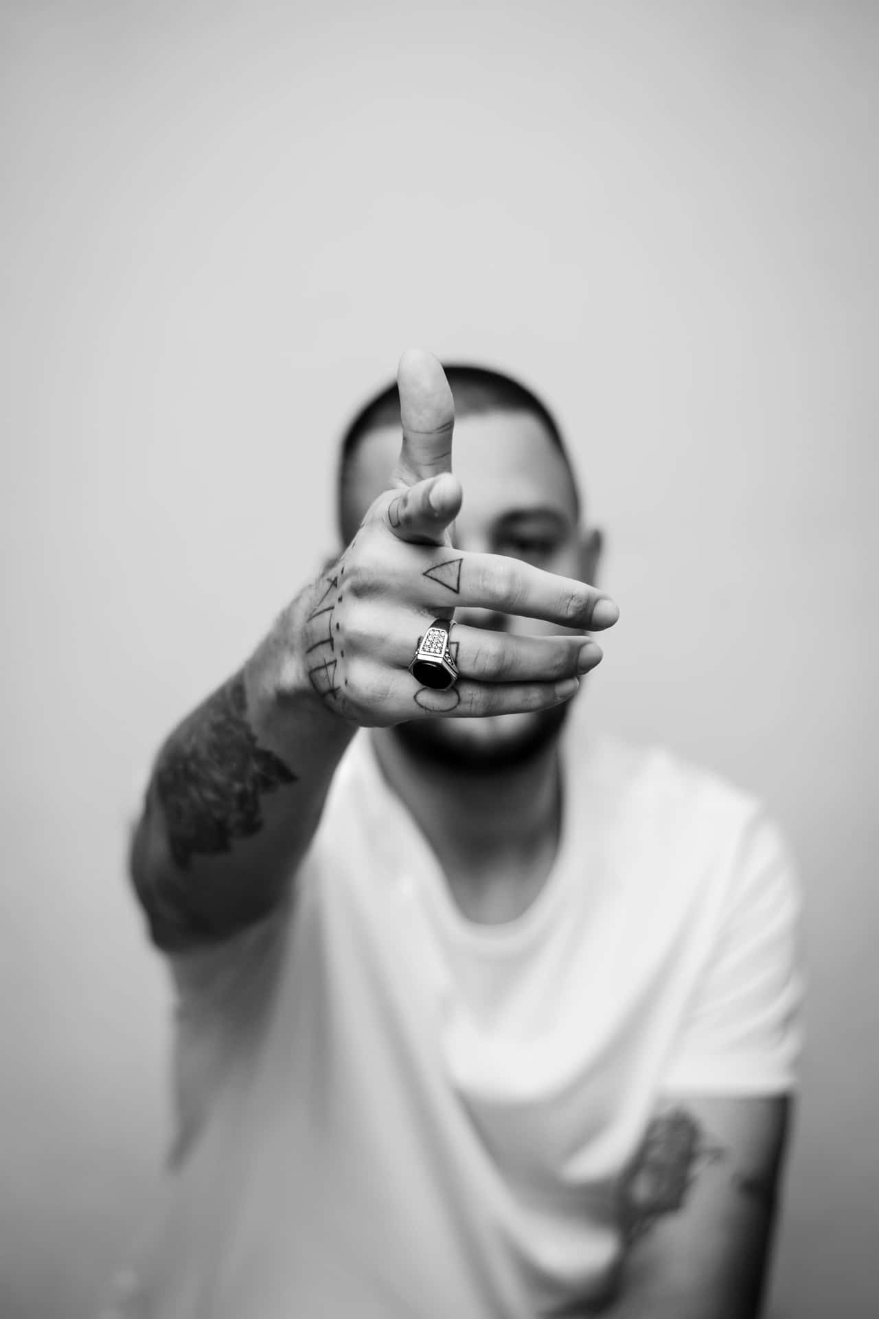 Intricate Grayscale Hand Tattoo Background