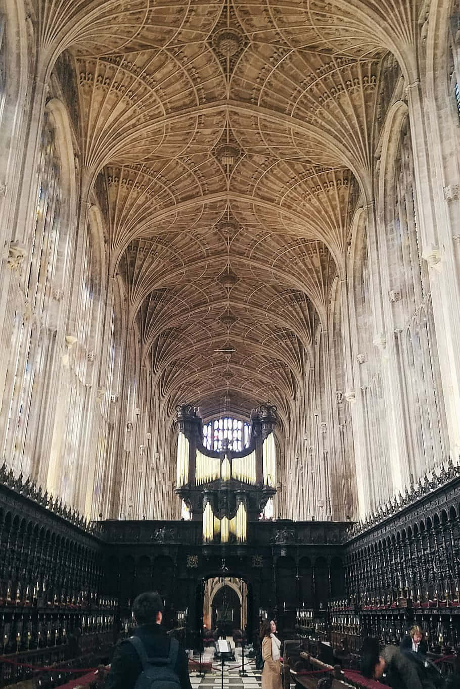 Intricate Interior Architecture Of King's College Chapel, Cambridge University Background