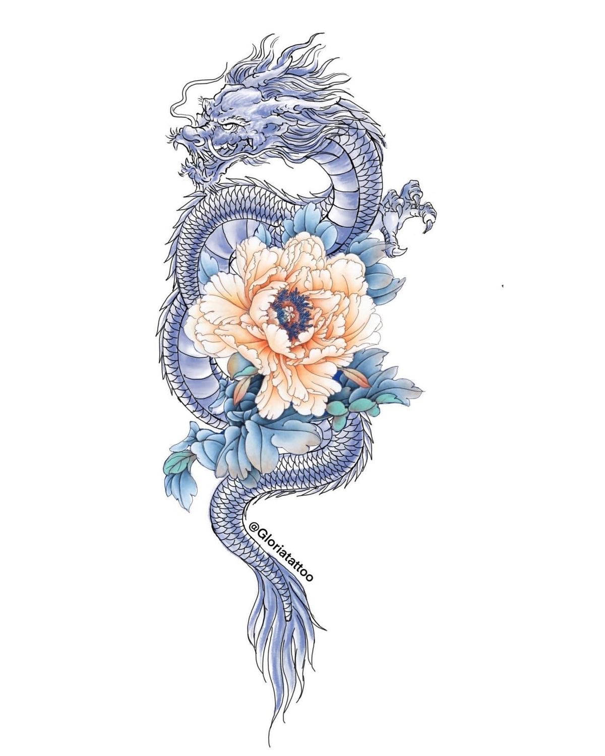 Intricate Japanese Dragon Tattoo Design Background