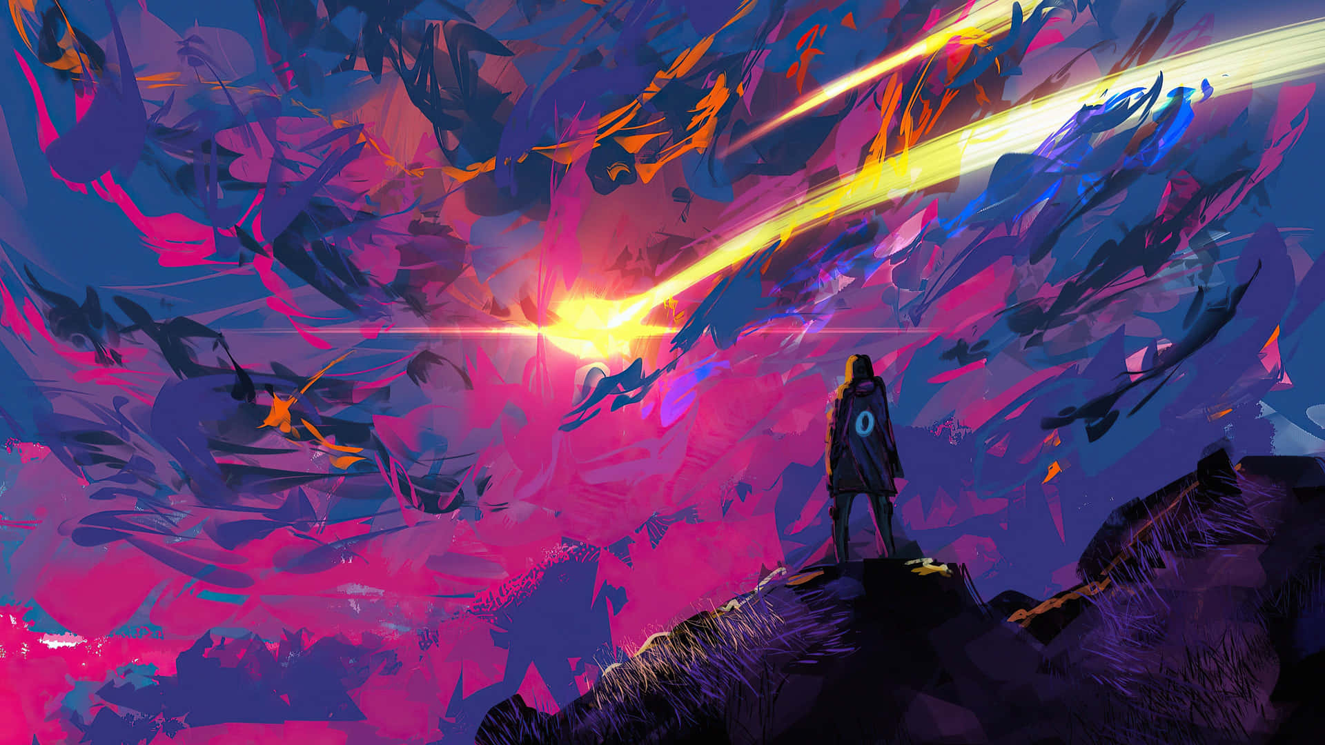Intricate Man On Mountains Digital Art [wallpaper] Background
