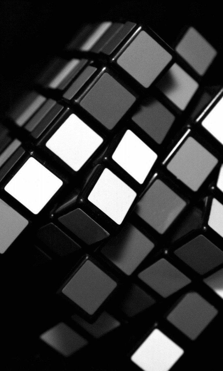 Intricate Monochrome Rubik's Cube Pattern Background