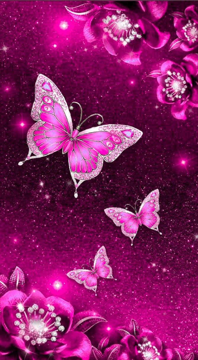 Intricate Pink Glitter Butterfly Background