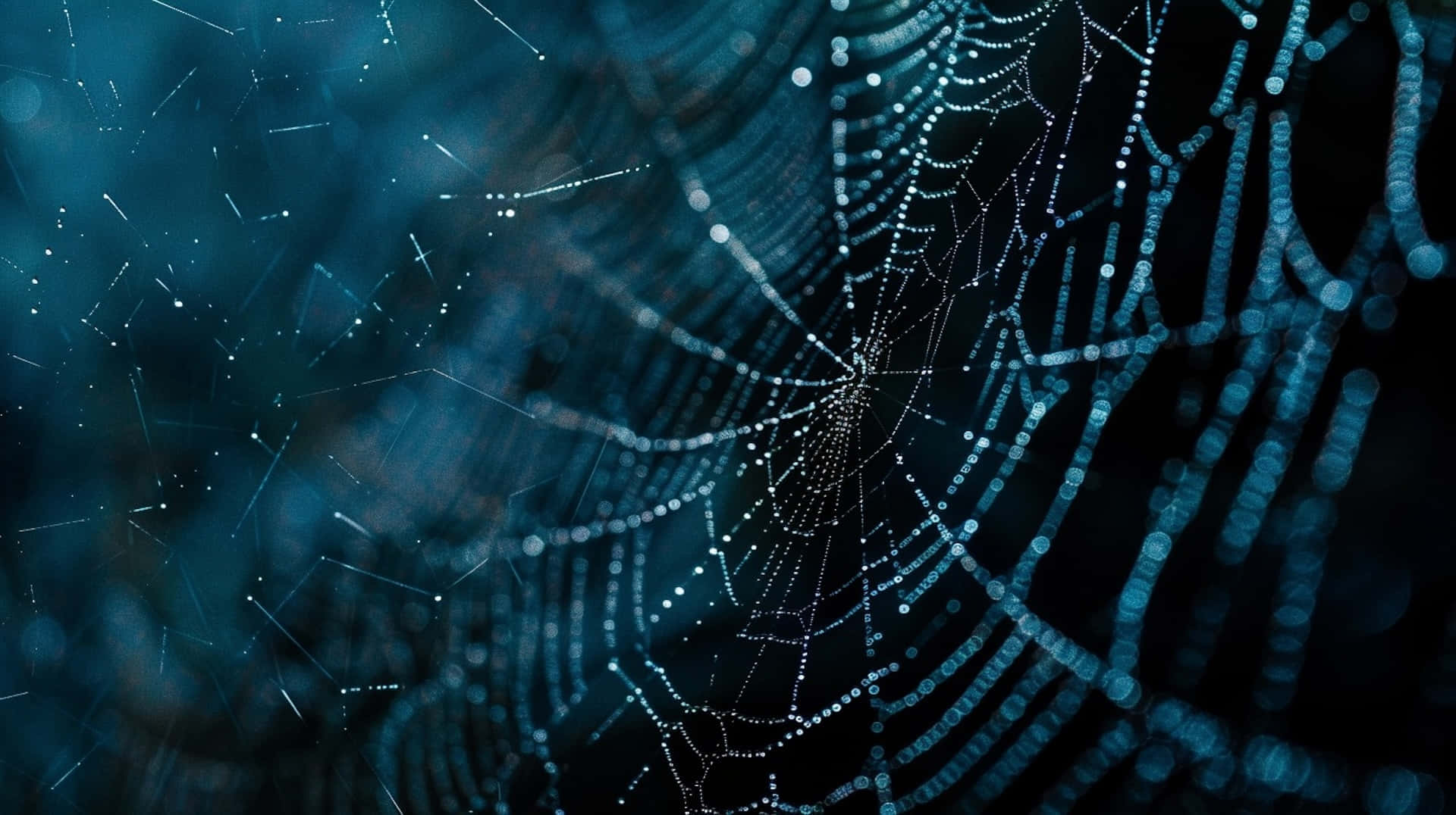 Intricate Spider Web Dew Drops Background