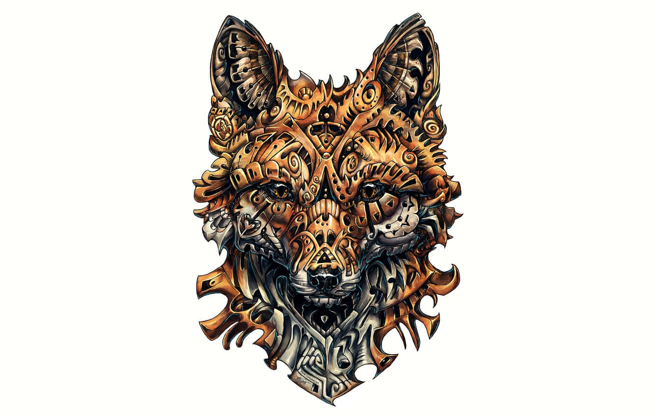 Intricate Wolf Head Artwork